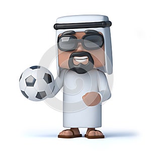 3d Arab sheik holds a football