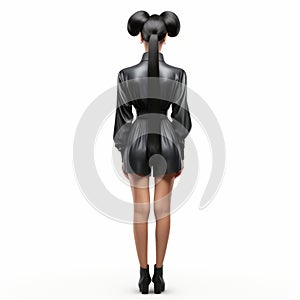 3d Aria: Full Body High Ponytail Hairstyle On White Background