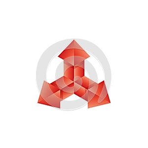 3d arrows logo, 3 directions isometric symbol or three dimensional Cartesian coordinate system axes
