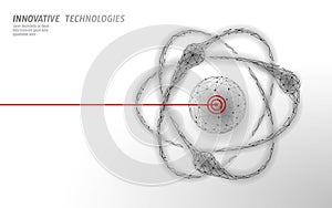 3D atom accelerator particle collider. Science physics atomic power research concept design. Modern molecular micro lab