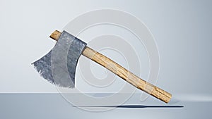 3D Axe with wooden handle ,Old axe isolated on on white background isolated with clipping path,Axe,Old rusty ax with a