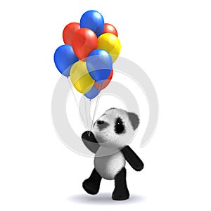 3d Baby panda bear with balloon