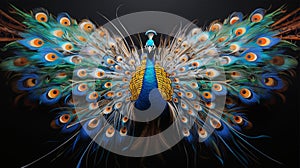 3d background colorful peacock with black background