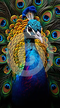 3d background colorful peacock with flowers