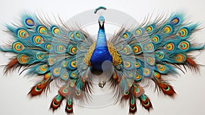 3d background colorful peacock with flowers