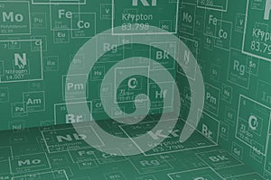 3d background of elements of the periodic table, science and engineering background