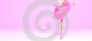 3D Ballerina legs in light classic pointe shoes