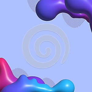 3D banners abstract modern geometric graphic element with dynamical colored forms and flowing liquid shapes