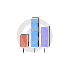 3D bar chart icon. Element of colored charts and diagrams for mobile concept and web apps. Icon for website design and development