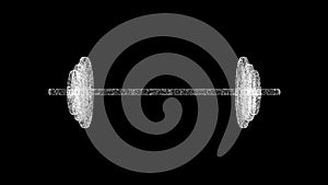 3D Barbell on black background. Health beauty concept. Fitness room and gym. Business advertising backdrop. For title