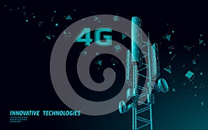 3d base station receiver. telecommunication tower 4g polygonal design global connection information transmitter. Mobile