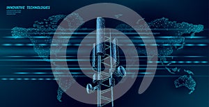 3d base station receiver. telecommunication tower 4g polygonal design global connection information transmitter. Mobile