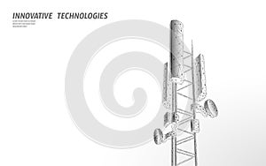 3d base station receiver. telecommunication tower 5g polygonal design global connection information transmitter. Mobile