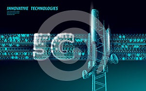 3d base station receiver. telecommunication tower 5g polygonal design global connection information transmitter. Mobile