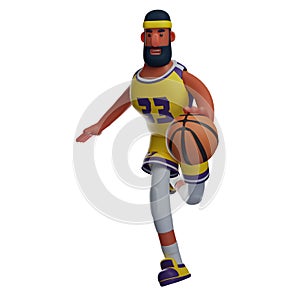 3D Basketball Athlete Cartoon Character dribble a basketball