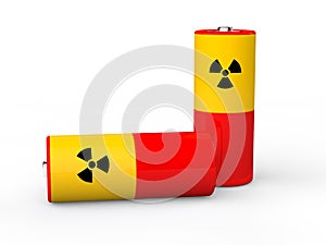 3d batteries with radiations symbol