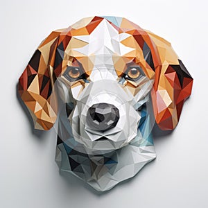 3d Beagle Dog Head With Tridimensional Pattern And Digital Paper Retouching