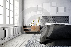 3d beautiful bedroom interior render