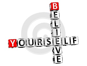 3D Believe Yourself Crossword on white background