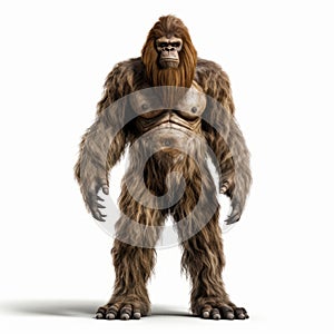 3d Bigfoot Full Body Photo On White Isolated Background
