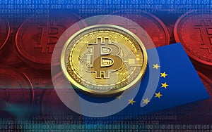 3d bitcoin EU flag