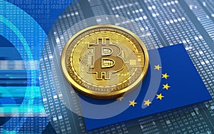 3d bitcoin EU flag