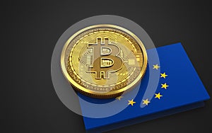 3d bitcoin EU flag