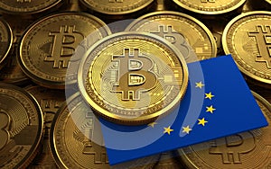 3d bitcoin EU flag