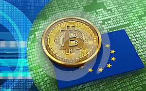 3d bitcoin EU flag