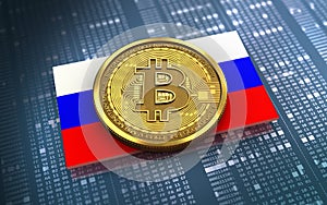 3d bitcoin Russia flag