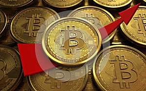 3d bitcoin up arrow