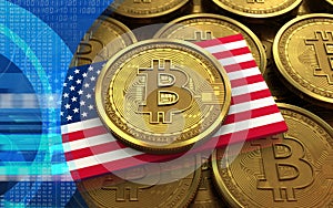3d bitcoin USA flag