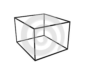 3D Black Empty Box Frame isolated on white background, clipping