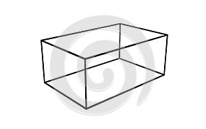 3D Black Empty Box Frame isolated on white background, clipping