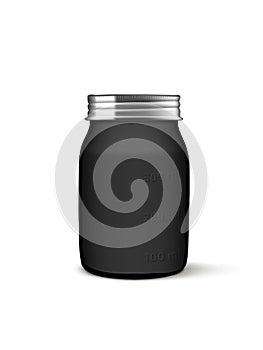 3D Black Jar With Milliliter Measurement On Side