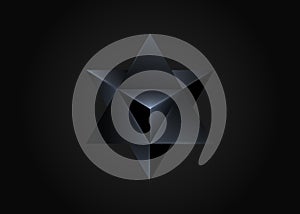 3D black Merkaba, Sacred Geometry. Esoteric or spiritual symbol. Vector isolated on black background. Star tetrahedron icon