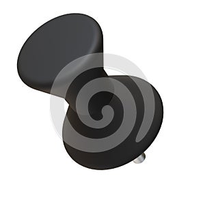 3D Black Push Pin. Drawing Pin. Isolated on white background. 3D rendering