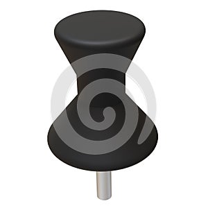 3D Black Push Pin. Drawing Pin. Isolated on white background. 3D rendering