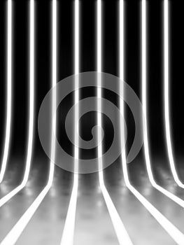 3d black and white glowing stripes on futuristic background