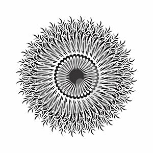 3d Black and white mandela circular motif vector design