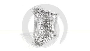 3d black wireframe spin and assemble into a 3d bitcoin symbol in card. 4k 3d clean animation on white background