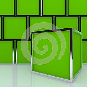 3D blank abstract green box display