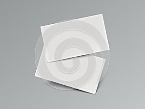 3D Blank Business Card With Shadow On Gray