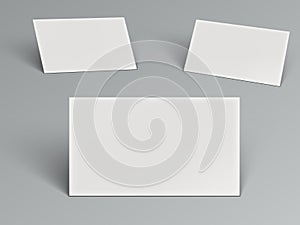 3D Blank Business Card With Shadow On Gray