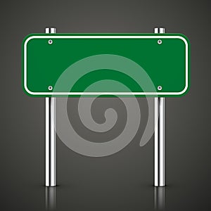 3d blank green traffic road sign