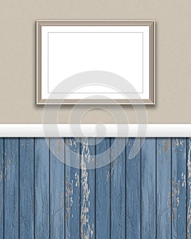 3D blank picture frame on a grunge wall