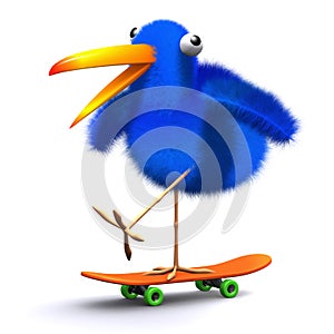 3d Blue bird skateboard