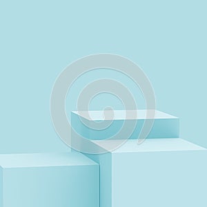 3d blue bright stage podium scene minimal studio background.