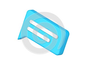 3d blue chat message isometric icon cyberspace communication vector illustration