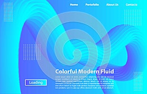 3D Blue Color Background of modern fluid. Landing page design. Fluid Shape Vector Form. 3D Poster for website design.